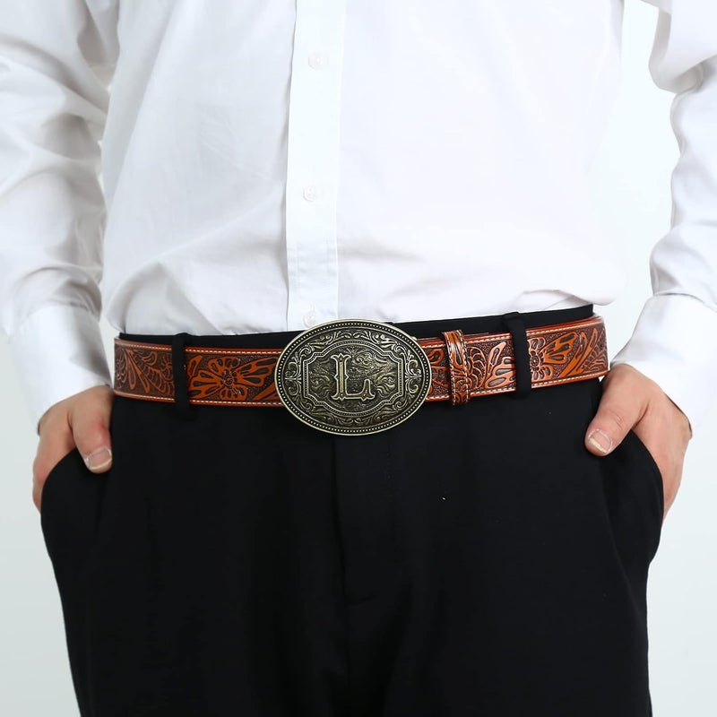 Fibbadet Store Belt Buckles Men Initial Letters A-Z Western Rodeo Cowboy Cowgirl Belt Buckle for Men Boys Halloween Birthday Party - Image 5
